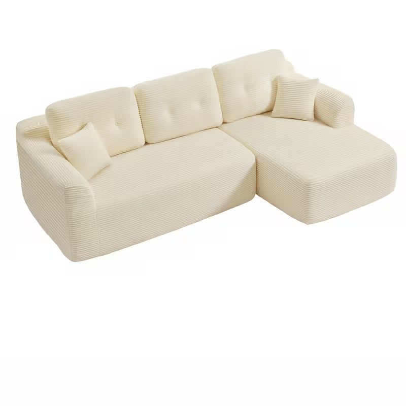 Canapé d'angle modulaire en L avec méridienne droite, canapé compressé sans assemblage, canapé-lit d'angle convertible pour salon, appartement ou chambre d'amis, tissu velours côtelé doux, 242x152x73cm