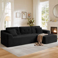 Canapé d'angle modulaire en L avec méridienne droite, canapé compressé sans assemblage, canapé-lit d'angle convertible pour salon, appartement ou chambre d'amis, tissu velours côtelé doux, 242x152x73cm