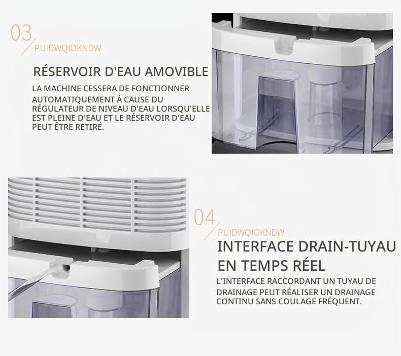 Deshumidificateur D Air & Purificateur D'Air 2 en 1 de 2200ML,pour 30m²