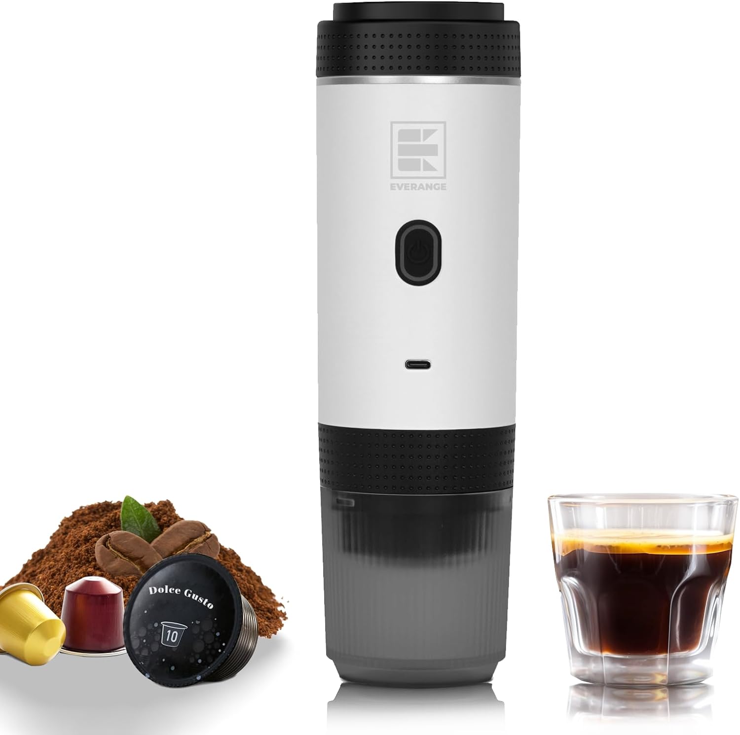 Machine à café expresso portable sans fil 11,1 V 2-en-1 compatible avec le café moulu et les capsules Nespresso