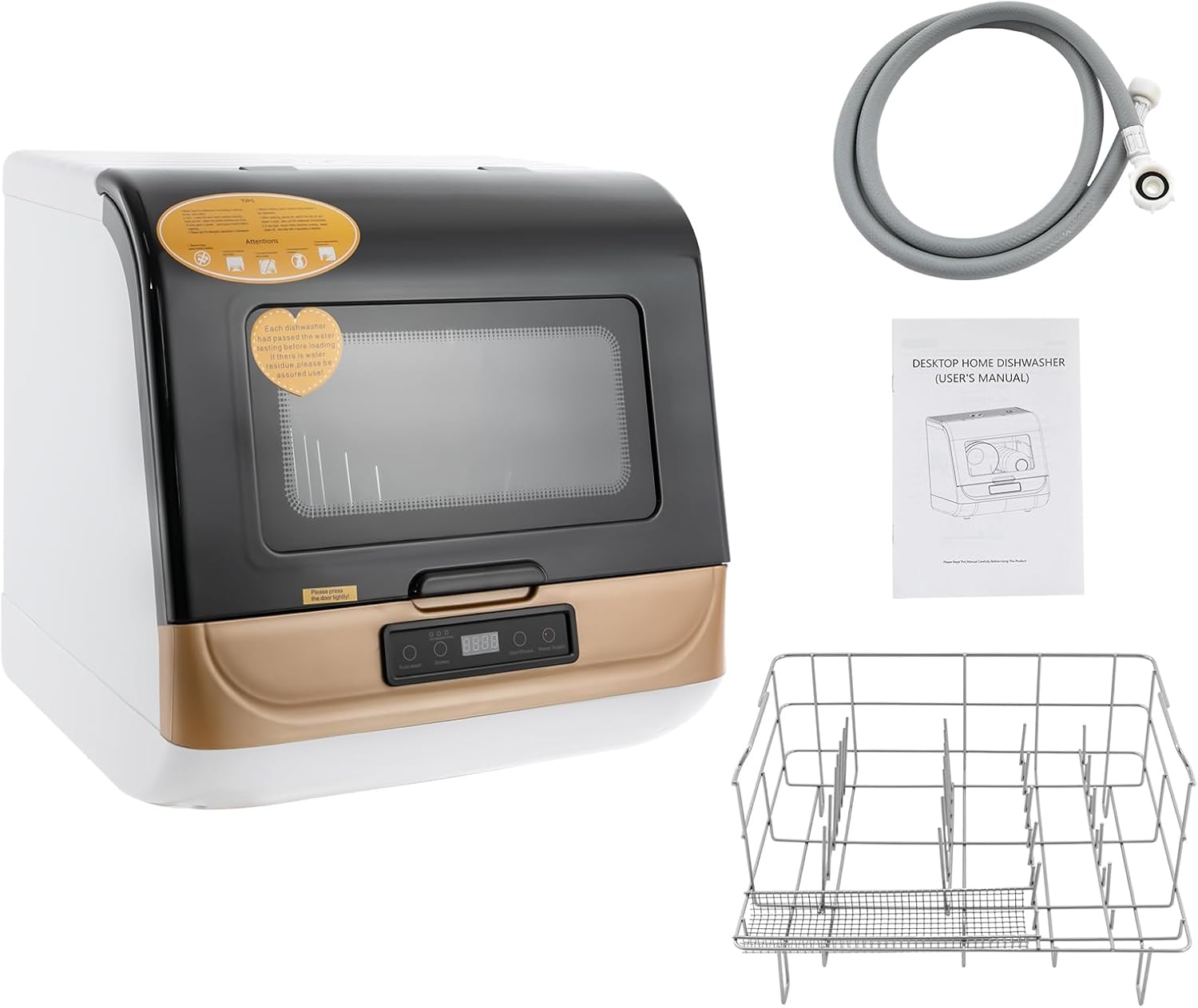 Lave-vaisselle de table compact avec 3 modes de lavage, 360 ° Pulvérisation d'eau, séchage à l'air chaud pour la maison, idéal pour les petits espaces