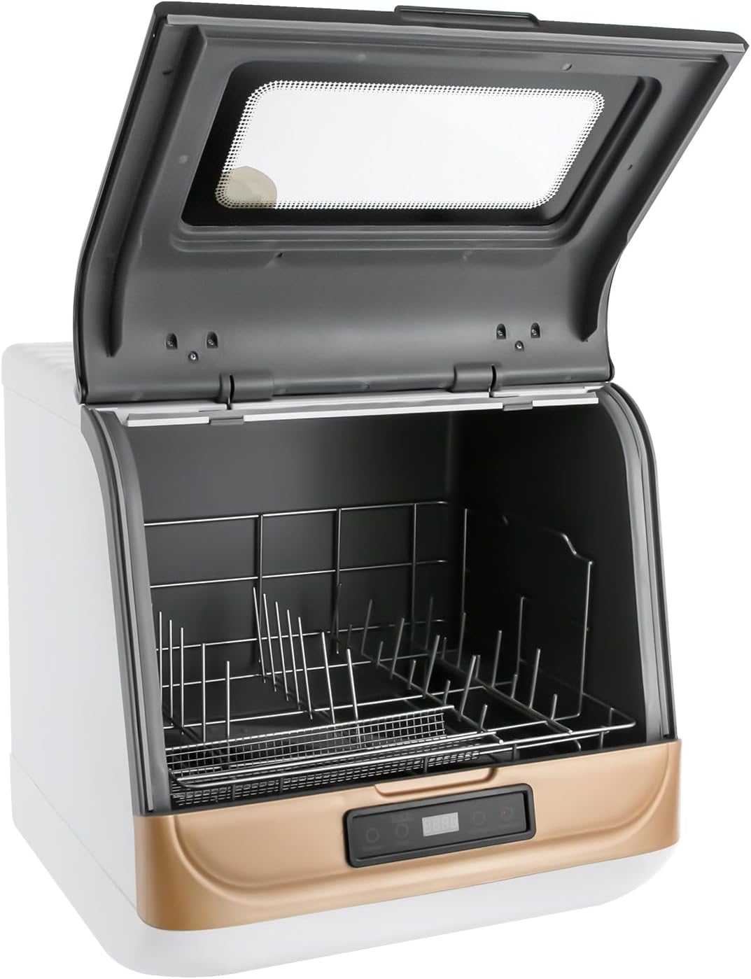 Lave-vaisselle de table compact avec 3 modes de lavage, 360 ° Pulvérisation d'eau, séchage à l'air chaud pour la maison, idéal pour les petits espaces