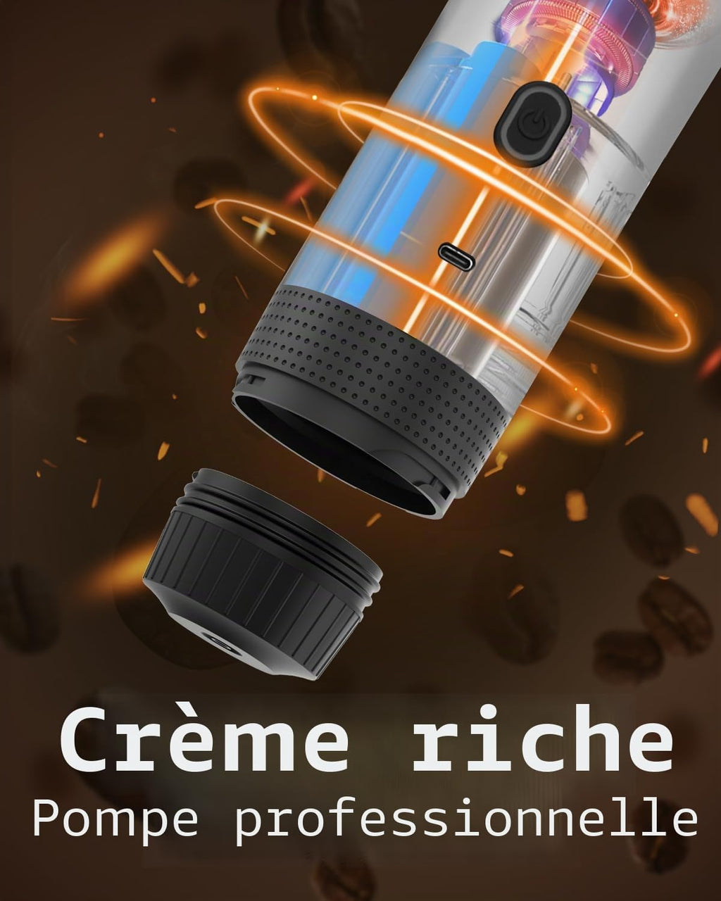 Machine à café expresso portable sans fil 11,1 V 2-en-1 compatible avec le café moulu et les capsules Nespresso