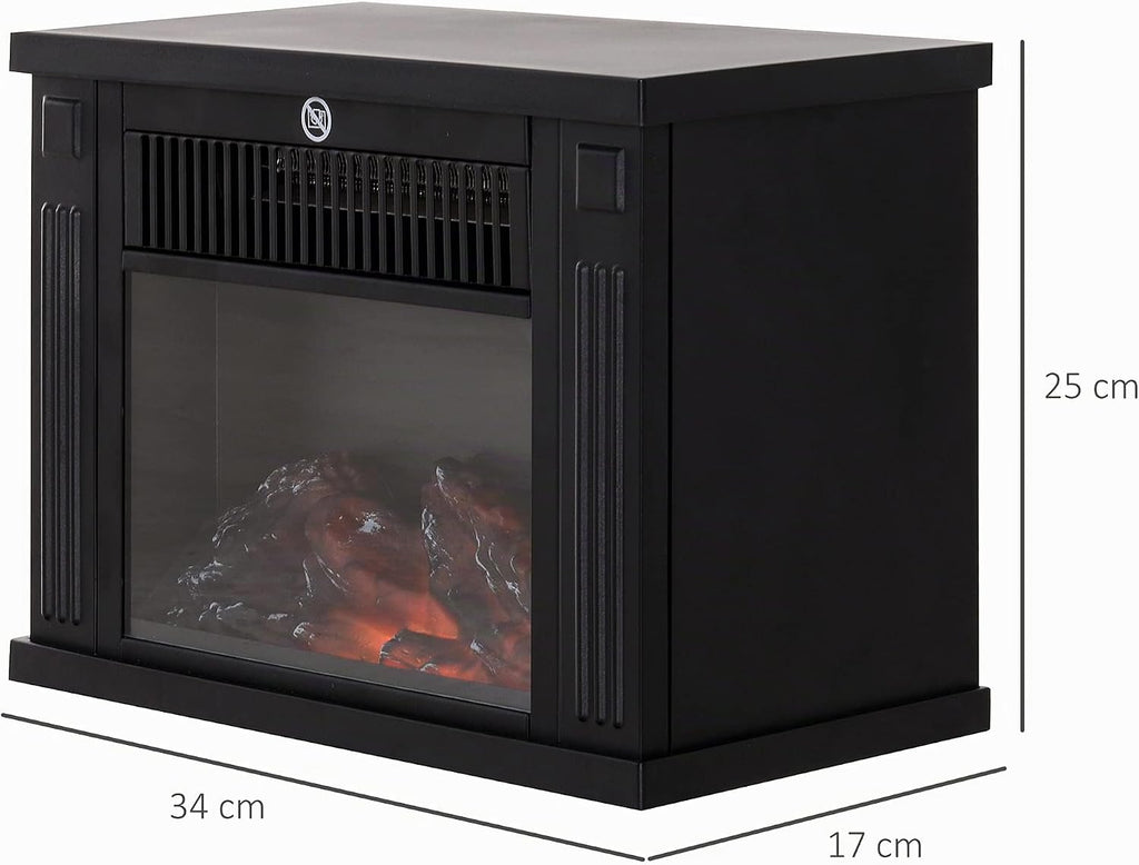 Cheminée Électrique à Effet de Flamme Poêle Style Contemporain Noir