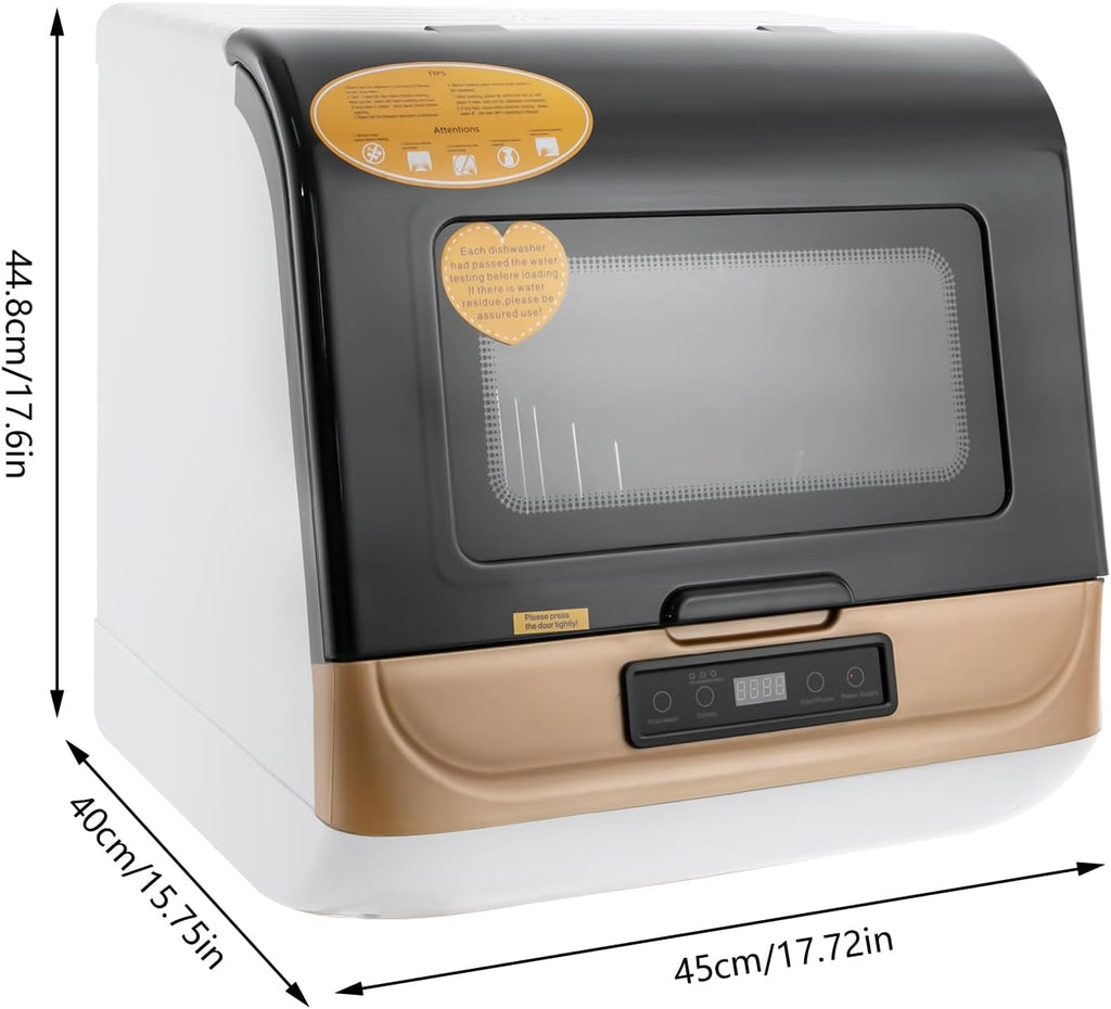 Lave-vaisselle de table compact avec 3 modes de lavage, 360 ° Pulvérisation d'eau, séchage à l'air chaud pour la maison, idéal pour les petits espaces