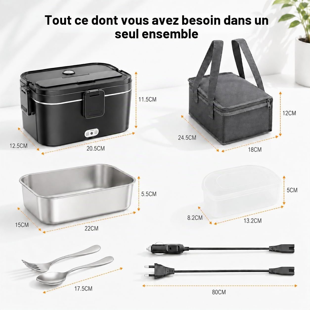 Chauffe-plat électrique portable DWiusty 1,8 L 75 W pour voiture ou maison, boîte à lunch anti-fuite pour chauffeurs de camions