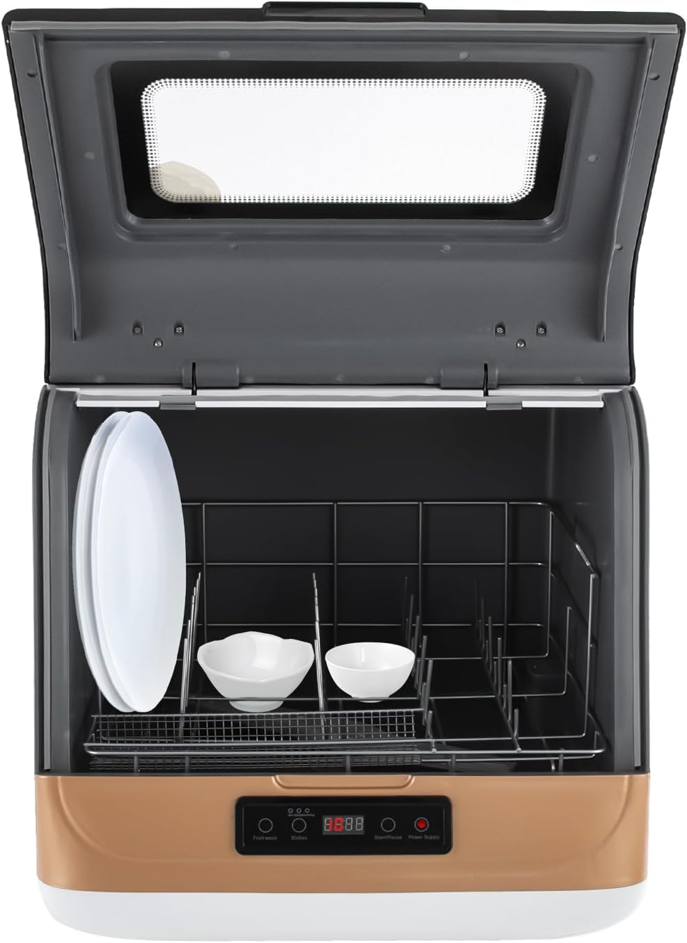 Lave-vaisselle de table compact avec 3 modes de lavage, 360 ° Pulvérisation d'eau, séchage à l'air chaud pour la maison, idéal pour les petits espaces