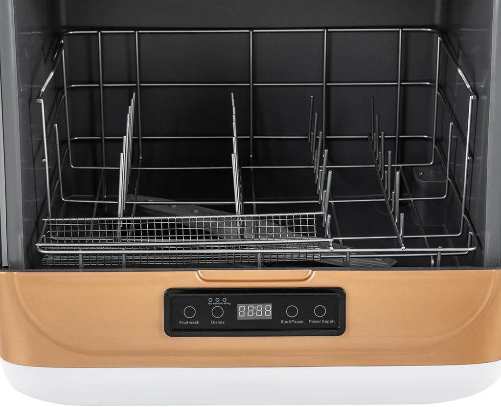 Lave-vaisselle de table compact avec 3 modes de lavage, 360 ° Pulvérisation d'eau, séchage à l'air chaud pour la maison, idéal pour les petits espaces
