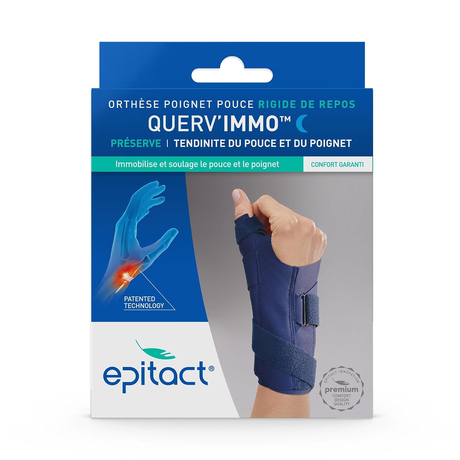 Attelle de Poignet-Pouce | Tendinite du Pouce, Ténosynovite de De Quervain | Soulage les Douleurs la Nuit ou au Repos | Confort Optimal | Innovation Française