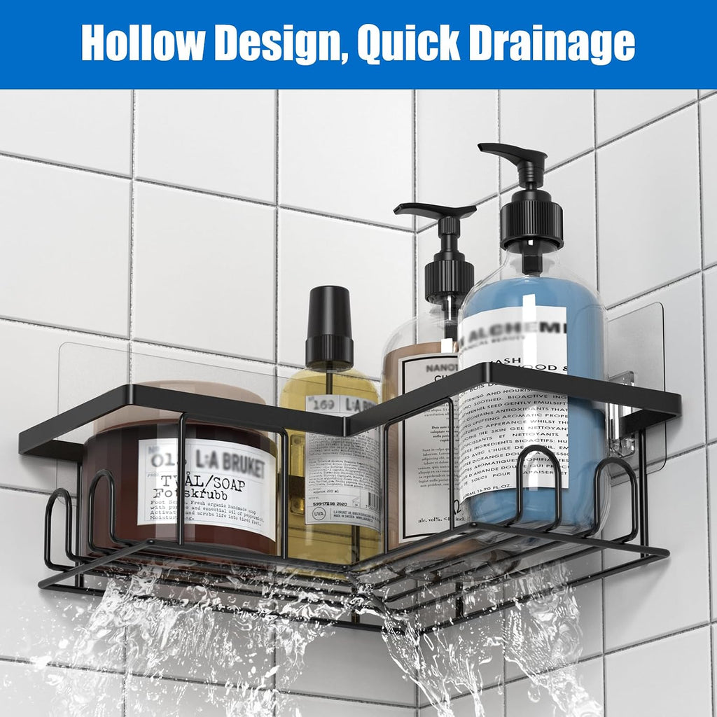 Lot de 3 étagères Étagère de Douche sans Percage, Étagère Salle Angle de Bain, Noir