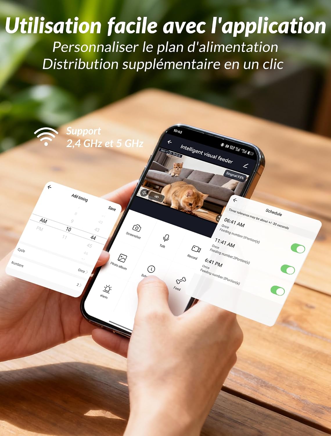 Distributeur Croquettes Chat Automatique avec Caméra 1080P, WiFi