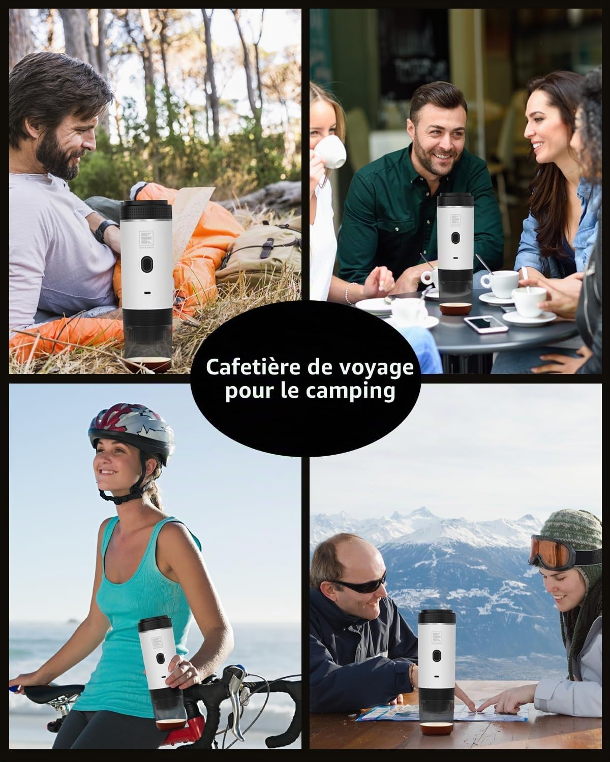Machine à café expresso portable sans fil 11,1 V 2-en-1 compatible avec le café moulu et les capsules Nespresso