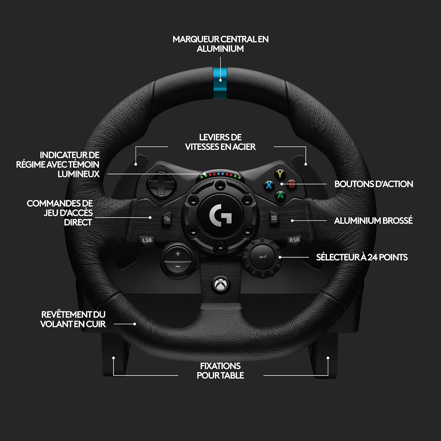 Logitech G G923 volant de course et pédales pour Xbox & PC