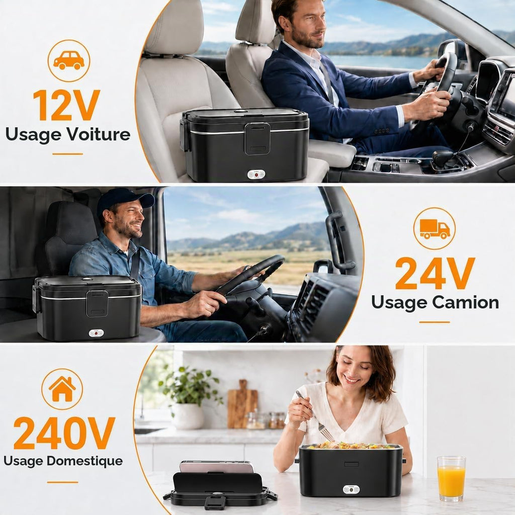 Chauffe-plat électrique portable DWiusty 1,8 L 75 W pour voiture ou maison, boîte à lunch anti-fuite pour chauffeurs de camions
