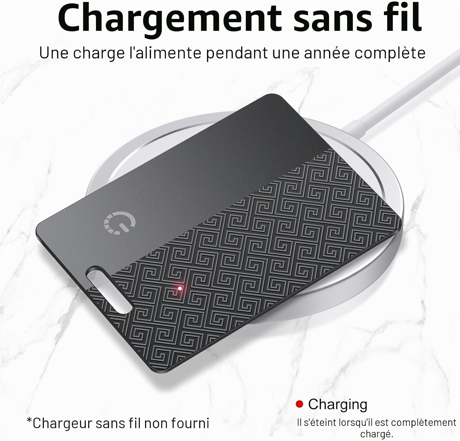 Carte Traceur de Portefeuille, 2 unités, Compatible avec Apple Localiser (Uniquement iOS), 1,8 mm, Étanche IP68, Localisateur Bluetooth à Charge sans Fil pour Portefeuilles