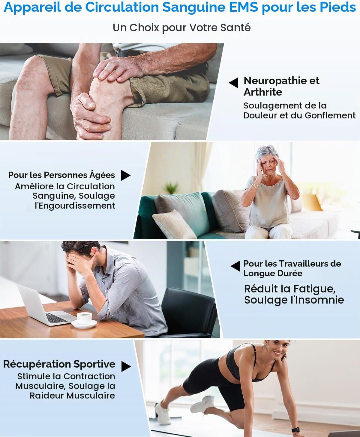 Masseur/Stimulateur de circulation sanguine stimulateur circulatoire - Soulagement sans médicaments des douleurs des jambes et des pieds