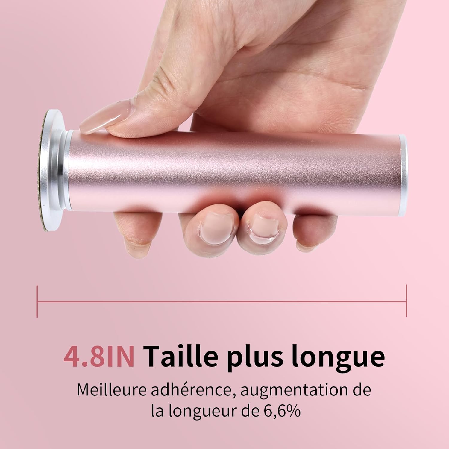 Rapeuse Pieds électrique Professionnelle 12 cm - avec 120 Disques Abrasifs et Vitesse Variable - Pour Pedicure et Soin des Pieds à Domicile - Rose