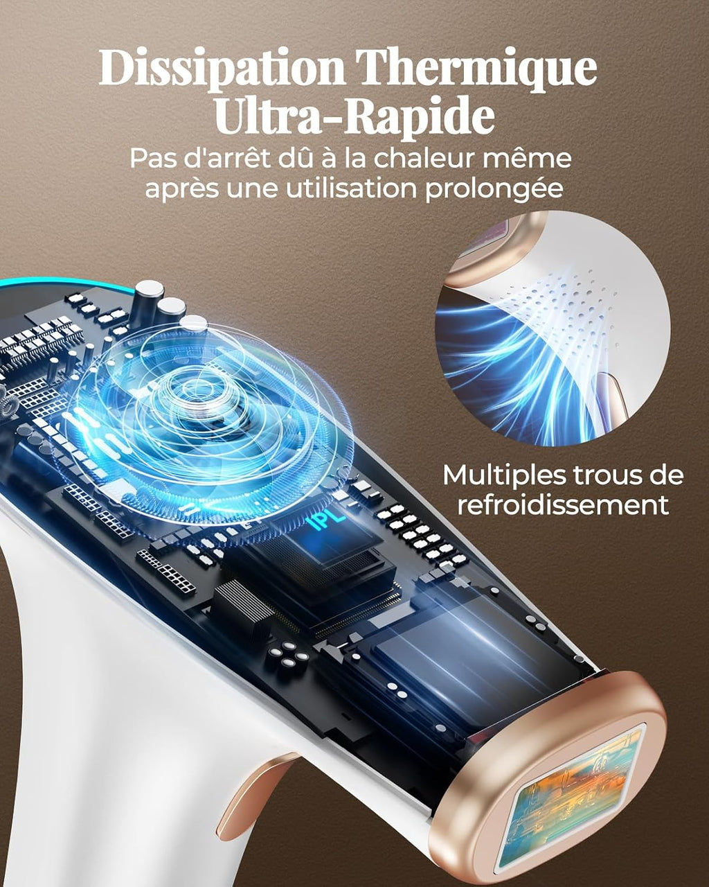 Épilateur Lumière Pulsée, 21J Grande Fenêtre 5 cm², IFE03