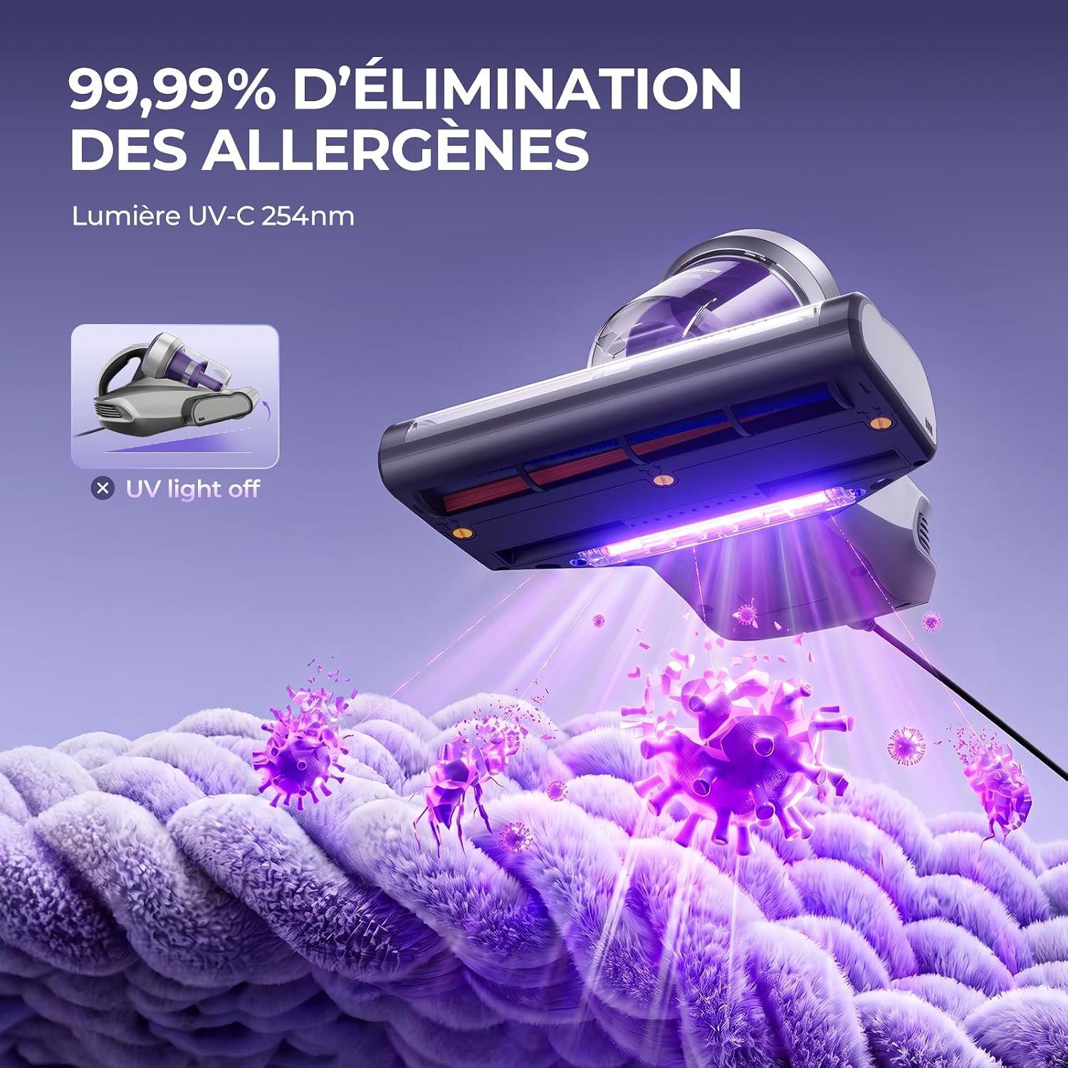 Aspirateur anti-acariens Jimmy JV35 avec lumière Aspirateur à main Lubluelu CM208 pour lit, éliminateur d'acariens, 15Kpa, puissant, portable, pour la maison, le canapé, le lit - Chauffage rapide Compartiment à poussière, Filtre HEPA