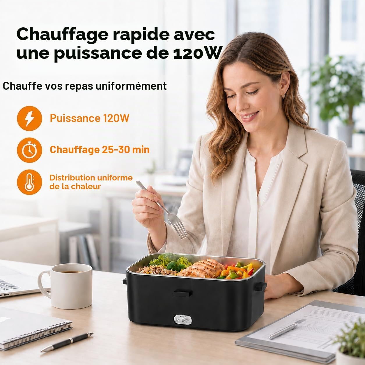 Chauffe-plat électrique portable DWiusty 1,8 L 75 W pour voiture ou maison, boîte à lunch anti-fuite pour chauffeurs de camions