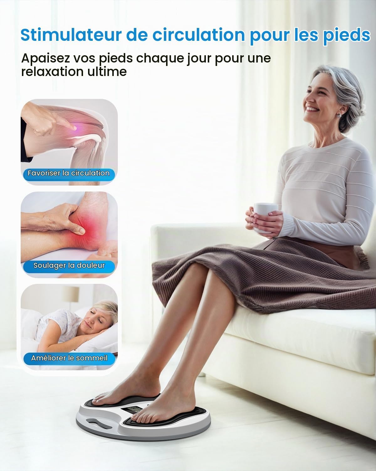 Masseur/Stimulateur de circulation sanguine stimulateur circulatoire - Soulagement sans médicaments des douleurs des jambes et des pieds