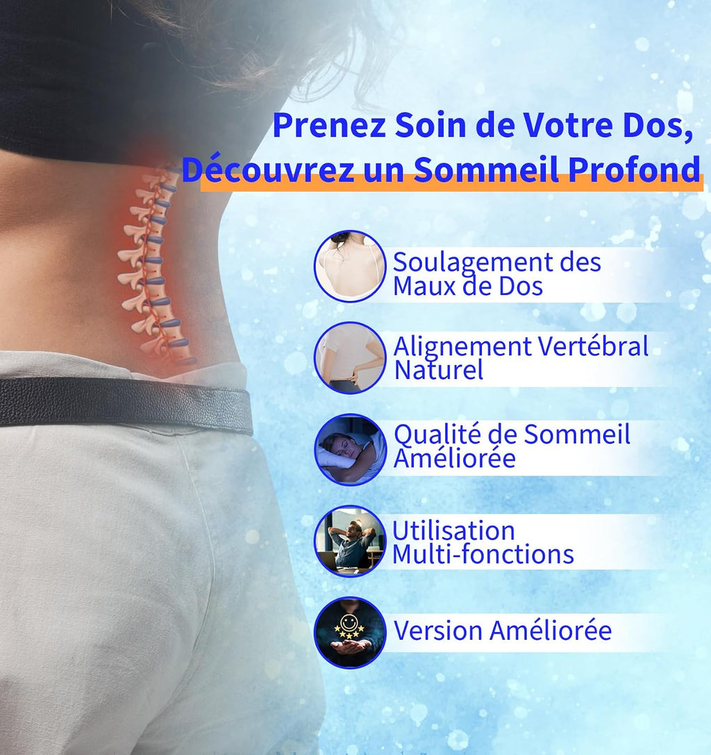 Coussin Lombaire orthopédique - Soutien Lombaire Ergonomique en Mousse à mémoire de Forme pour lit et canapé - Soulagement du Bas du Dos - Housse rafraîchissante Amovible et Lavable