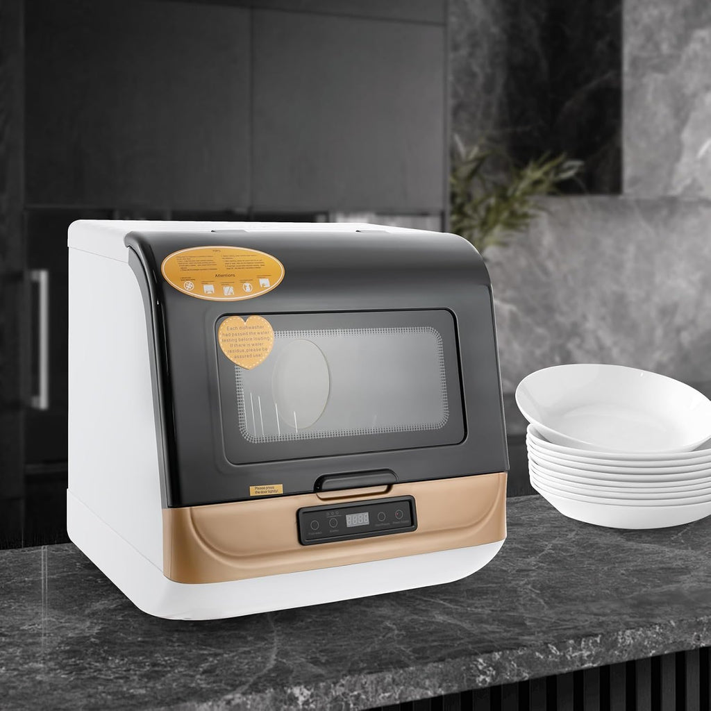 Lave-vaisselle de table compact avec 3 modes de lavage, 360 ° Pulvérisation d'eau, séchage à l'air chaud pour la maison, idéal pour les petits espaces