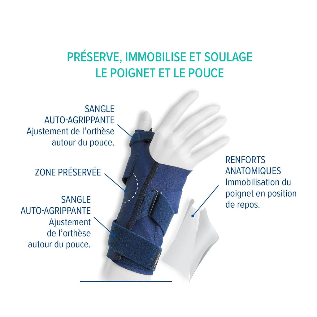 Attelle de Poignet-Pouce | Tendinite du Pouce, Ténosynovite de De Quervain | Soulage les Douleurs la Nuit ou au Repos | Confort Optimal | Innovation Française