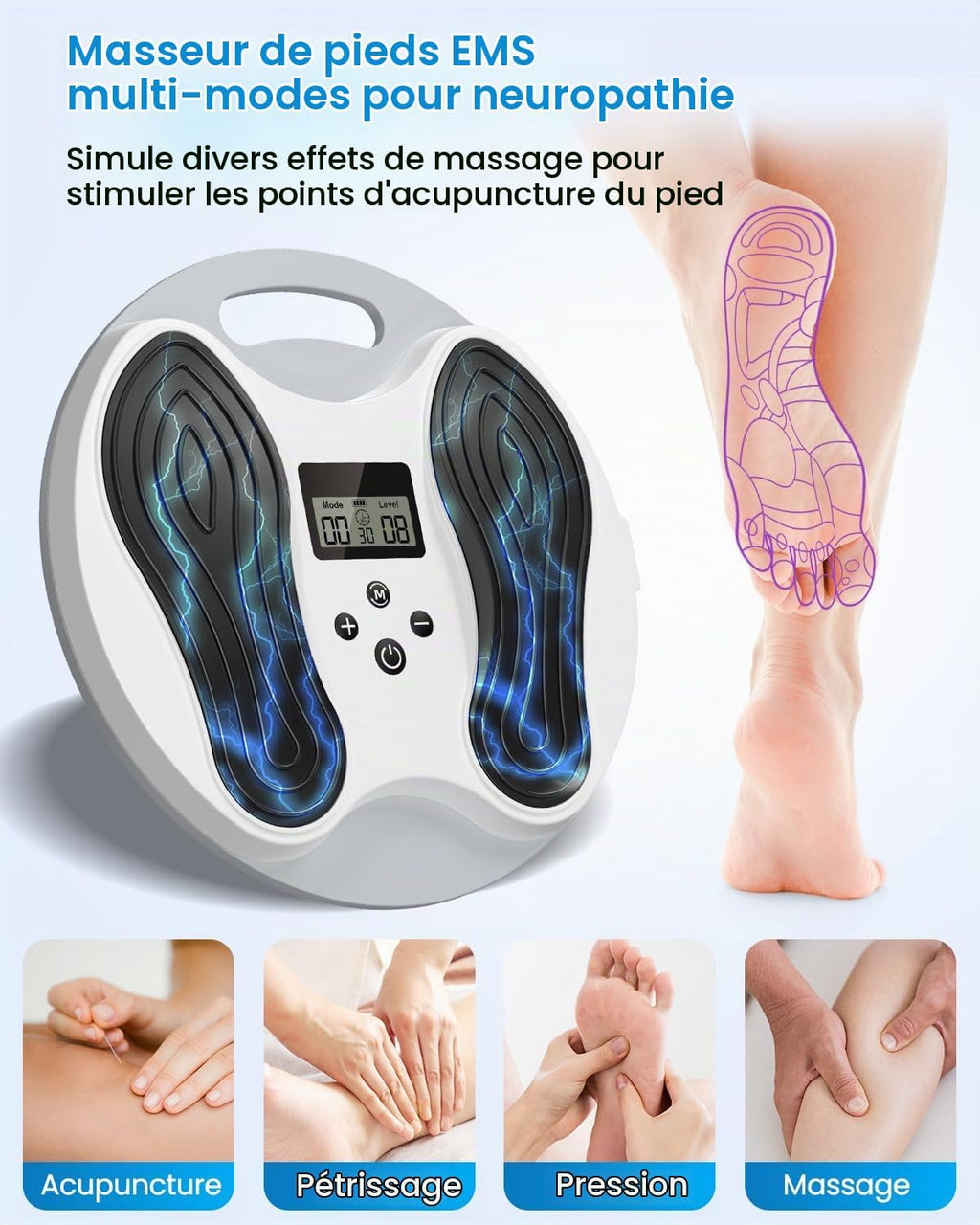 Masseur/Stimulateur de circulation sanguine stimulateur circulatoire - Soulagement sans médicaments des douleurs des jambes et des pieds