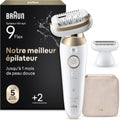 Epilateur Electrique Femme Silk Epil 9, 9-041 3D, Blanc et Or épilation