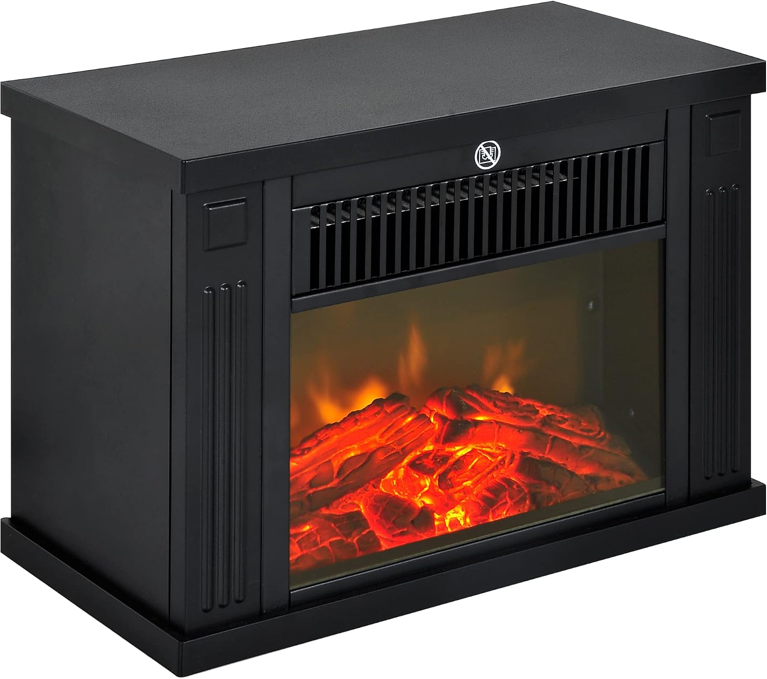 Cheminée Électrique à Effet de Flamme Poêle Style Contemporain Noir