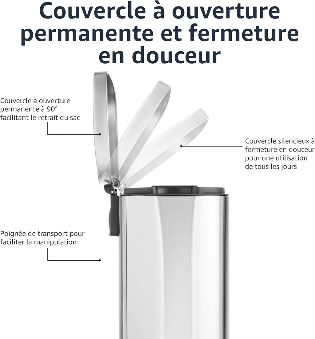 Poubelle rectangulaire à fermeture douce