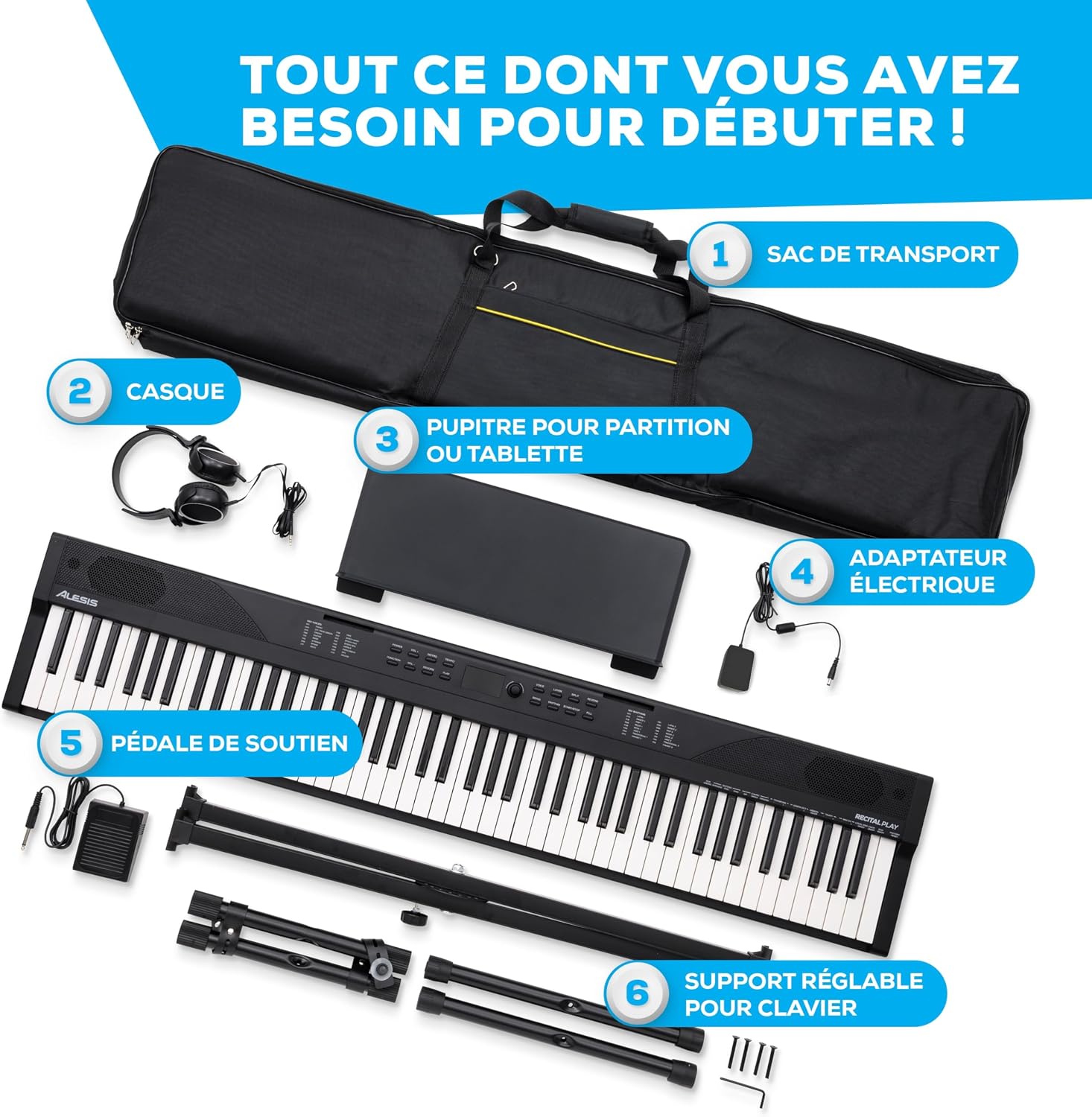 Clavier Piano 88 Touches avec Accessoires