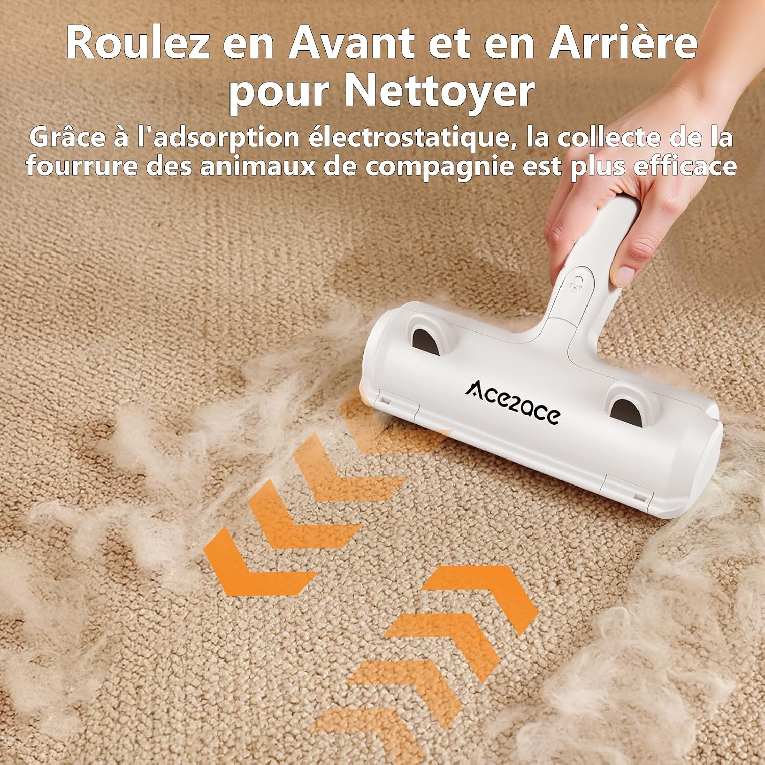 Brosse Anti Poils Animaux pour Chat Chien, Rouleau Poils Animaux