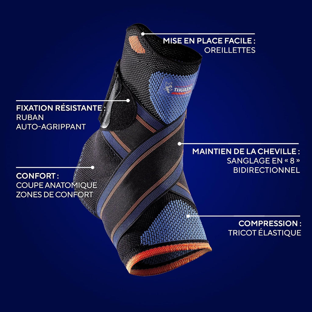 Chevillère Strapping Novelastic - Entorse Ligaments Latéraux Interne ou Externes, Cheville Instable - Indice de maintien 4/5 - Dispositif CE - M