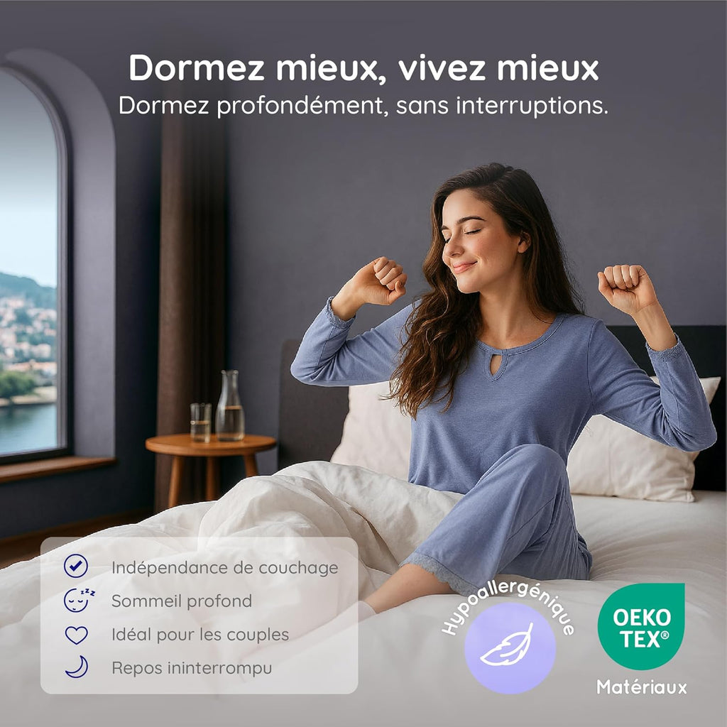 Matelas 30 cm à Ressorts Ensachés Upsilon - Matelas  Noyau Hybride - Épais 30 cm
