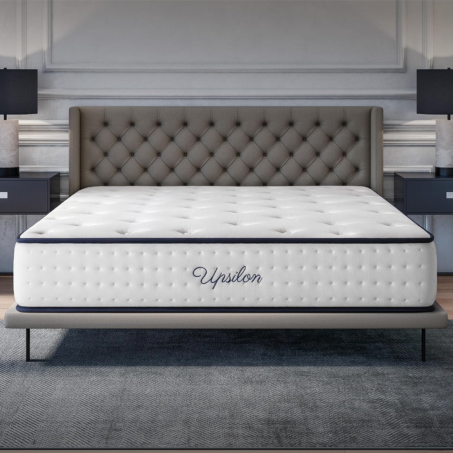 Matelas 30 cm à Ressorts Ensachés Upsilon - Matelas  Noyau Hybride - Épais 30 cm
