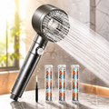 Pommeau de Douche Anti Calcaire Haute Pression, 5 Jets, Gris