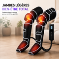 Masseur de jambes, masseur de compression pour les mollets, les genoux, les pieds avec chaleur, cadeaux pour hommes, 3 réglages de chaleur et 3 intensités, Noir