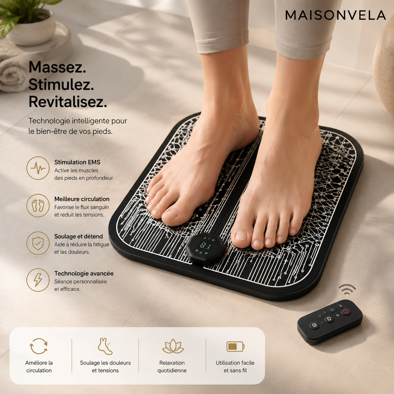 Appareil de Massage des pieds EMS électrique pour la circulation sanguine Stimulateur de circulation