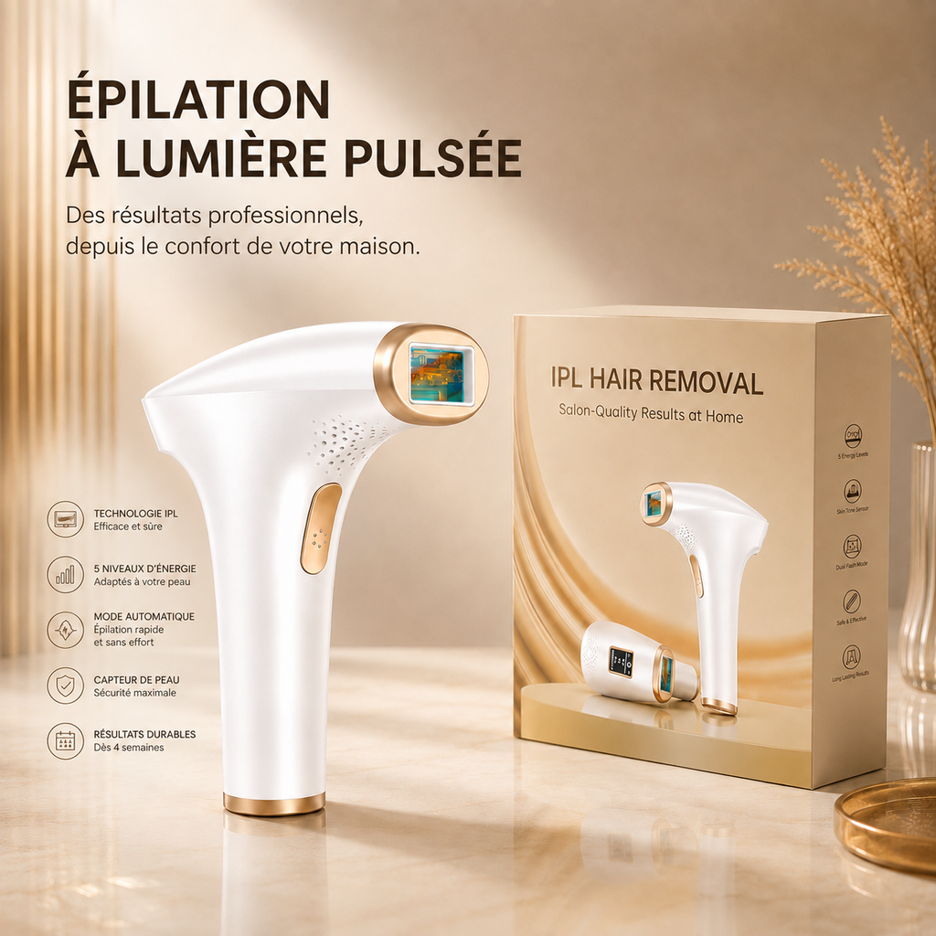 Épilateur Lumière Pulsée, 21J Grande Fenêtre 5 cm², IFE03