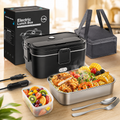 Chauffe-plat électrique portable DWiusty 1,8 L 75 W pour voiture ou maison, boîte à lunch anti-fuite pour chauffeurs de camions