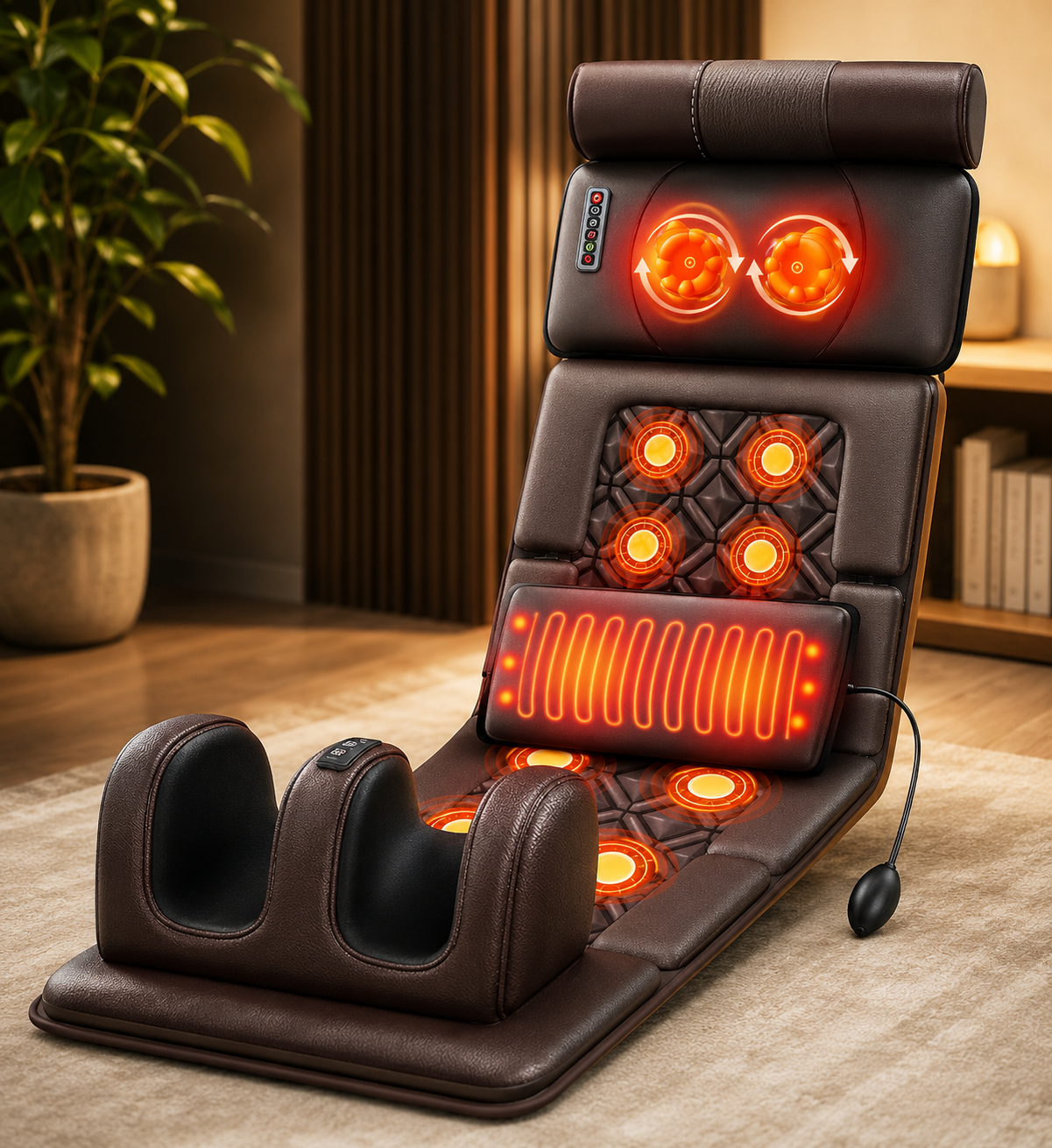 Tapis de Massage Complet du Corps, Matelas de Massage, 10 moteurs Vibrants, Tapis de Massage Vibrant mit Chauffant, 5 Modes, 3 Intensités, Relaxation Musculaire pour dos & épaules