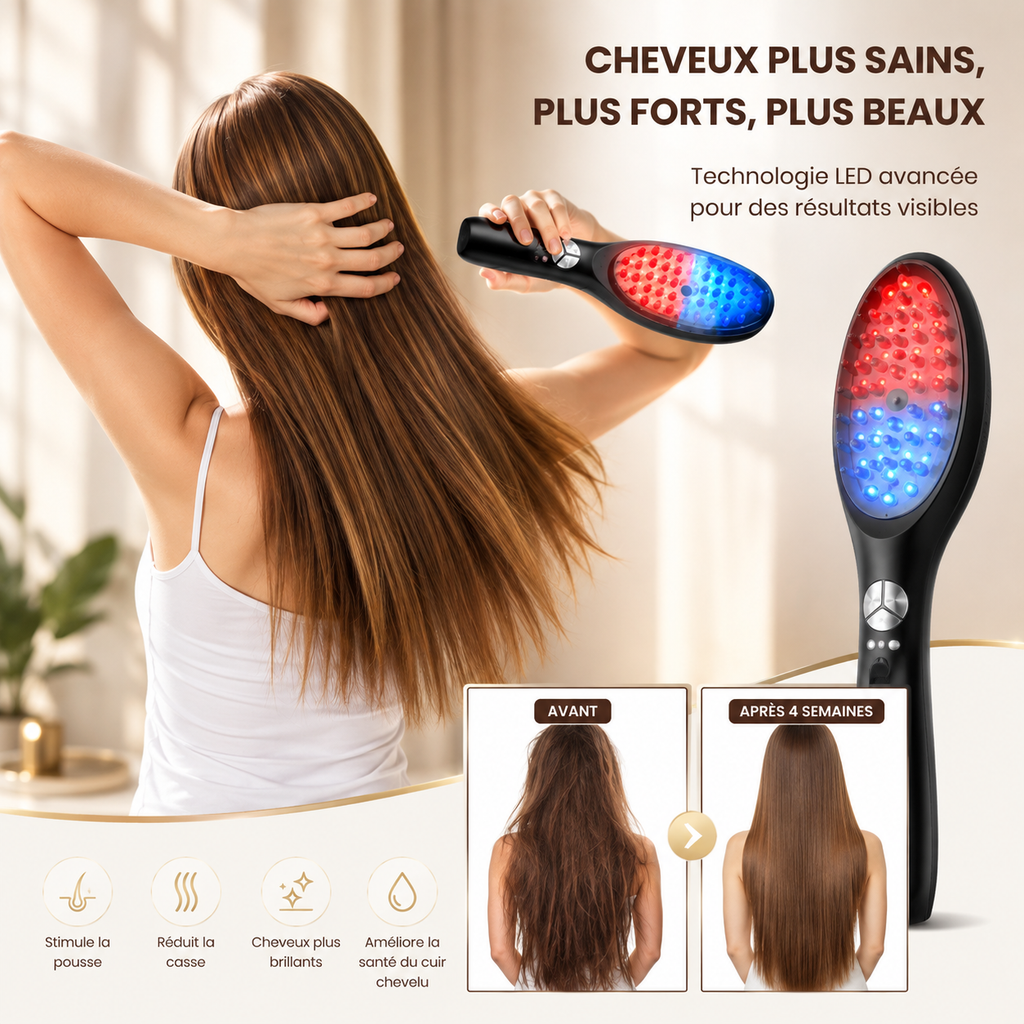 Brosse à cheveux phototherapique repousse des cheveux