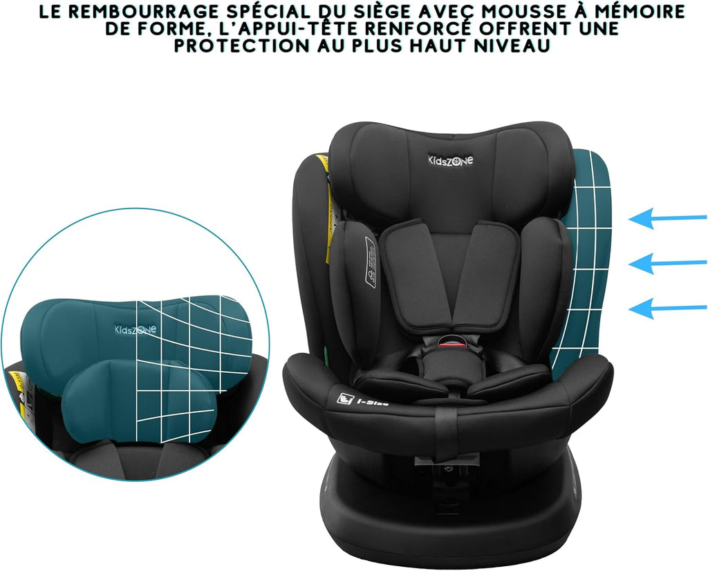 Siège bébé Auto Pivotant 360, 0-12 Ans, 40-150 cm, Siège Auto ISOFIX, Top Tether, Rotation 360,  Full Black