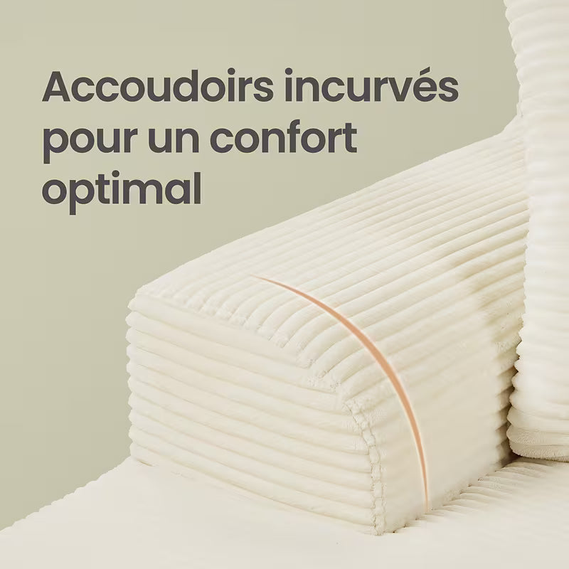 Canapé d'angle modulaire en L avec méridienne droite, canapé compressé sans assemblage, canapé-lit d'angle convertible pour salon, appartement ou chambre d'amis, tissu velours côtelé doux, 242x152x73cm