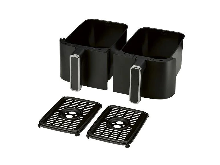 Air Fryer Double Compartiment 10L | Friteuse Sans Huile a 2x4,5L Tiroir, 2600W Friteuse à Air Chaud 8 en 1 Écran Tactile Smart Finish Fonction, Airfryer Deux Zones Contrôle Individuel Température Temps